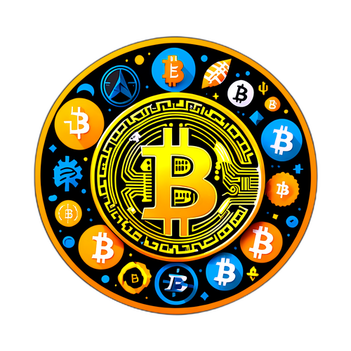 Sticker Logo Bitcoin Dengan Simbol Crypto
