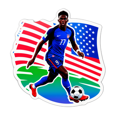 Autocollant de Timothy Weah sur le terrain de football