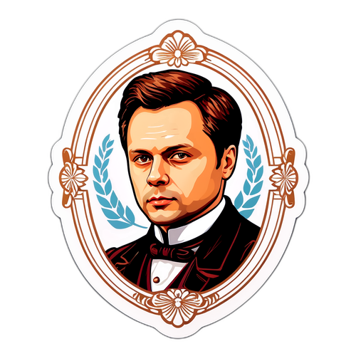 Стикер с портретом Козловского в винтажном стиле