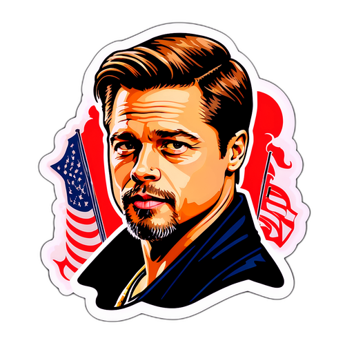 Σχεδίαση αυτοκόλλητου που συνδυάζει στοιχεία από την ιστορία του Μπραντ Πιτ με τις κινηματογραφικές του εμφανίσεις