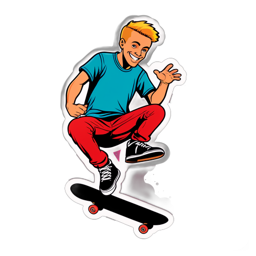 Стікери з скейтбордистом