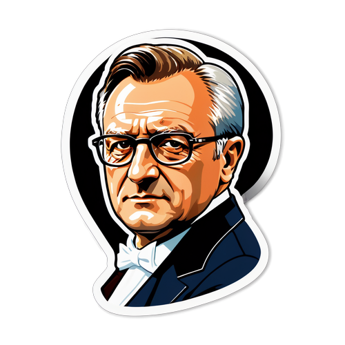 Sticker Przemysława Czarneckiego z stylowym tłem, inspirującym Marianną Schreiber