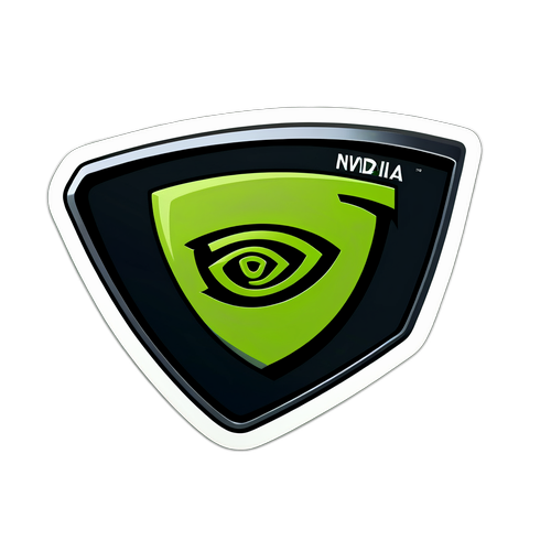 สติกเกอร์ที่มีโลโก้ NVIDIA พร้อมพื้นหลังทันสมัย
