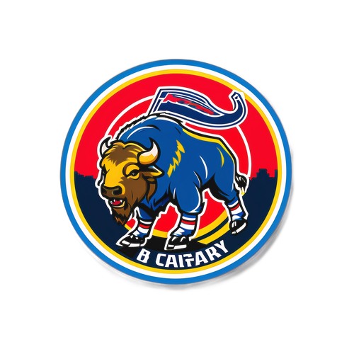 Стикер с хоккейными болельщиками, поддерживающими свои команды, на тему Буффало и Калгари