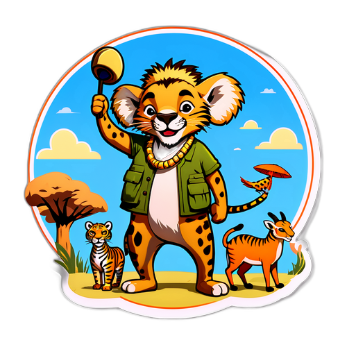 ユーモラスなキャラクター、高橋とアフリカの動物たち