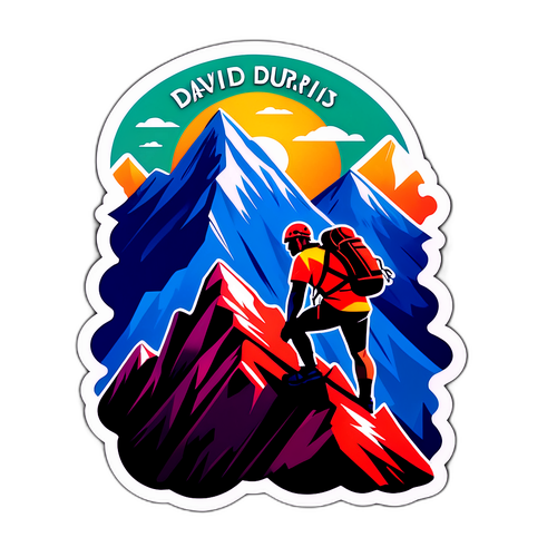Inspirerende klistremerke av David Duris som klatrer et fjell