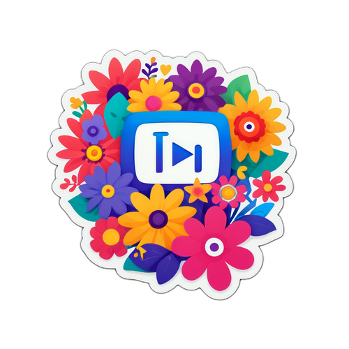Renkli Çiçekler ve Müzik Notları ile YouTube Logosu