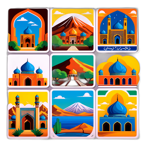 Abțibilduri cu peisaje iconice din Iran