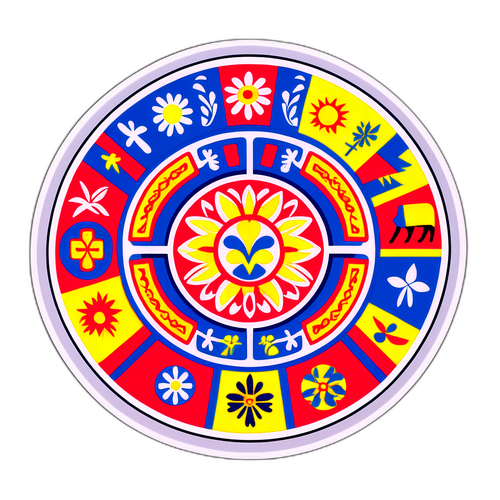 Adesiv cu simboluri tradiționale din România