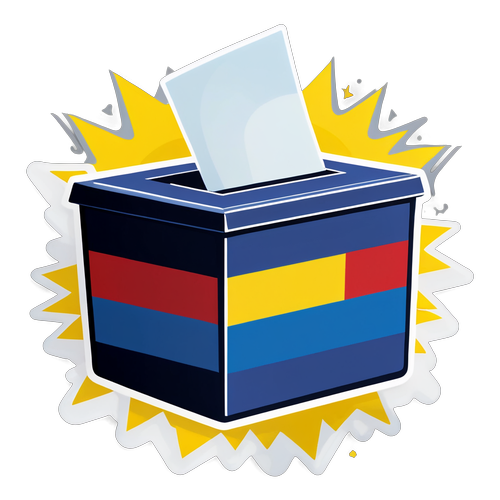 Sticker cu urnă de vot pentru alegerile din România