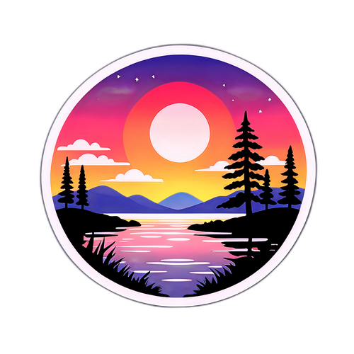 शांत झील दृश्य पर आधारितSticker