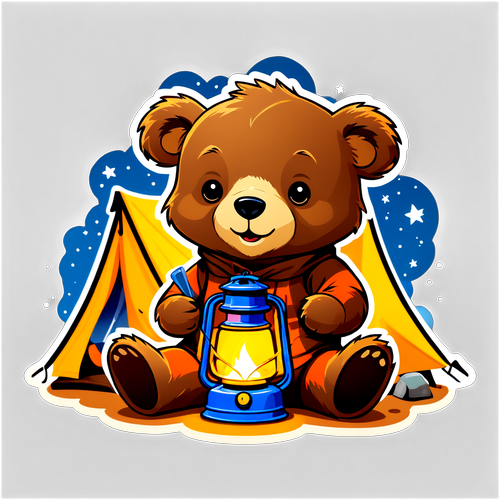 小熊和灯笼的营地之夜