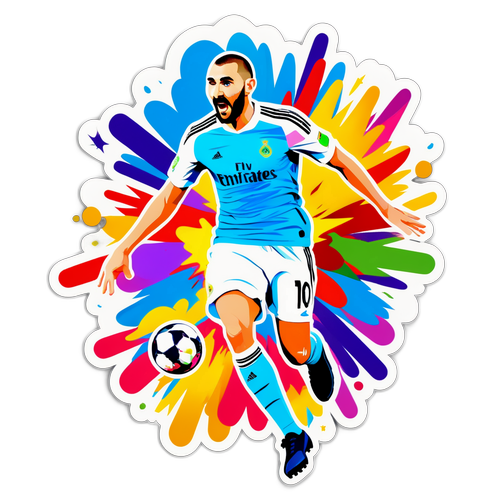 Autocollant de Karim Benzema célébrant un but