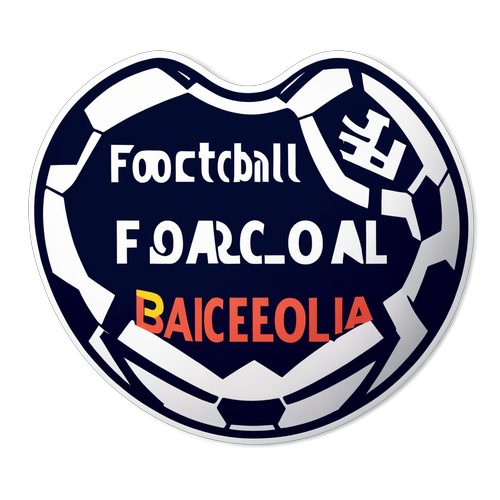 Diseño minimalista de la ciudad de Barcelona en forma de balón de fútbol con el texto 'Fútbol en Barcelona'