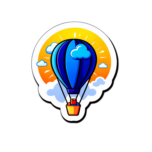 Een sticker met een luchtballon in de vorm van een wolk
