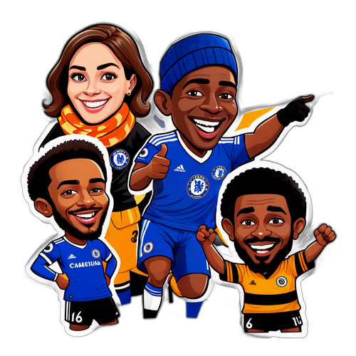Веселий наліпка з карикатурами фанатів Челсі та Вулверхемптона