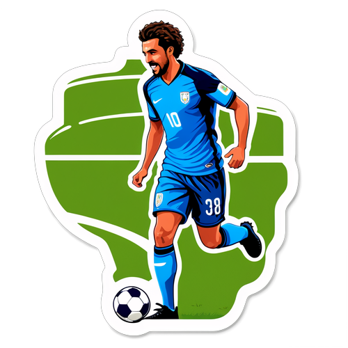 Stiker Lapangan Sepak Bola dengan Pemain Tim
