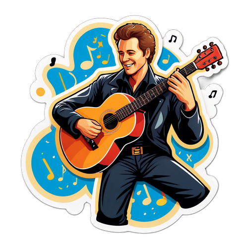 Яркая наклейка Александра Маршала с гитарой