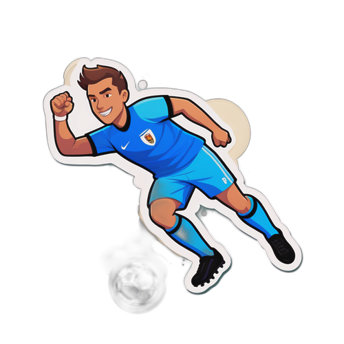 Tecknad sticker av LT som sparkar en fotboll