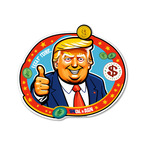 Sjov og quirky sticker dedikeret til TRUMP mønten meme