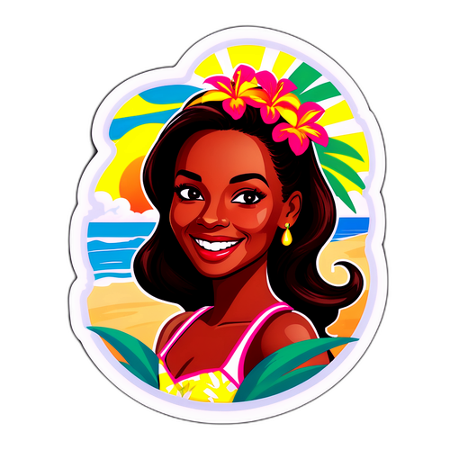 Adesivo Alegre de Letícia Spiller na Praia