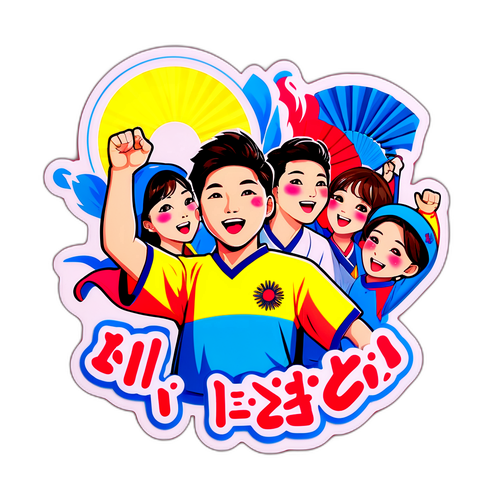 한국 팬들이 태극기를 흔들며 응원하는 장면