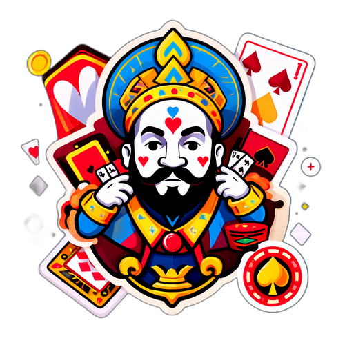 Witziger Aufkleber von Knossi mit Spielkarten