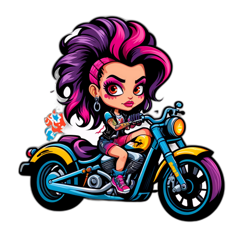 Ζωντανή καραγκιόζα ενός κοριτσιού μοτοσικλέτας