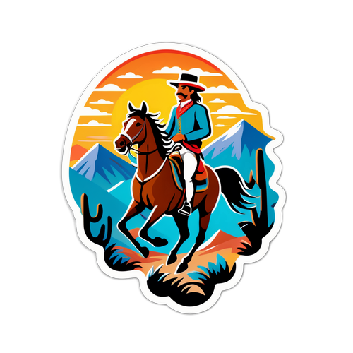 Urokliwy naklejka z Hidalgo na koniu symbolizującym wolność