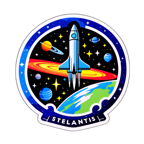 未来への希望を表現する宇宙テーマのステッカー