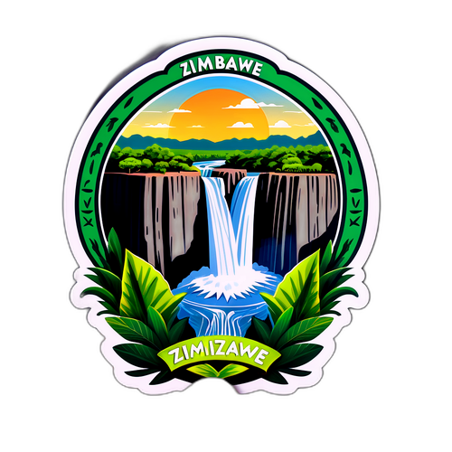 Okouzlující nálepka Viktoriiny vodopády v Zimbabwe