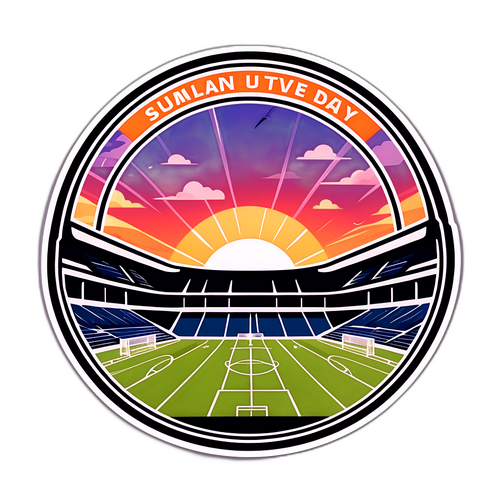 Thiết kế hoàng hôn yên bình phía sau sân vận động bóng đá