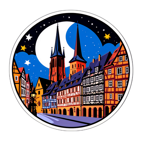 Vue de Strasbourg sous un ciel étoilé