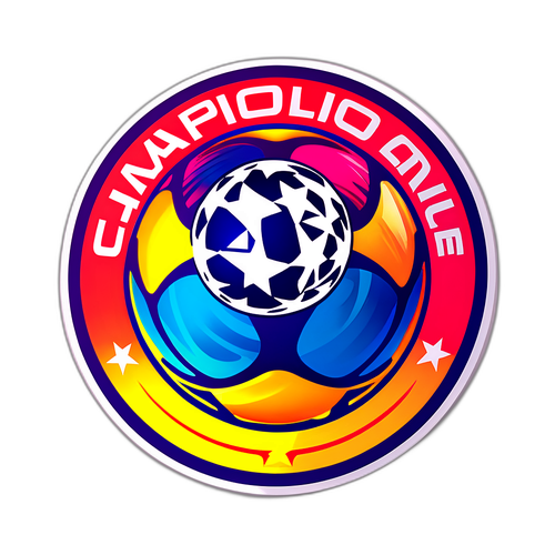 Nhãn dán với logo Champions League, màu sắc sống động