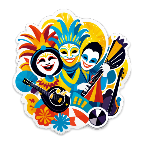 Karnaval Temalı Kostümler ve Müzik Aletleri Sticker'ı