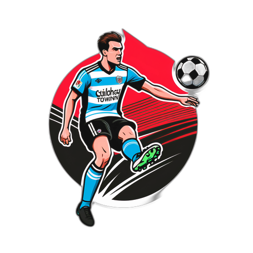 นักฟุตบอลที่ยิงลูกบอลเพื่อแสดงถึงความท้าทายในกีฬาการแข่งขันสำหรับทีมเกรมสบีทาวน์