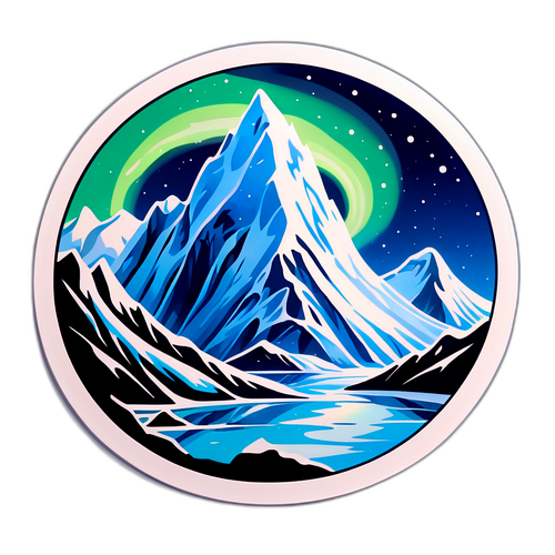 ציור של קרחות הקרח והאורות הצפוניים של גרינלנד