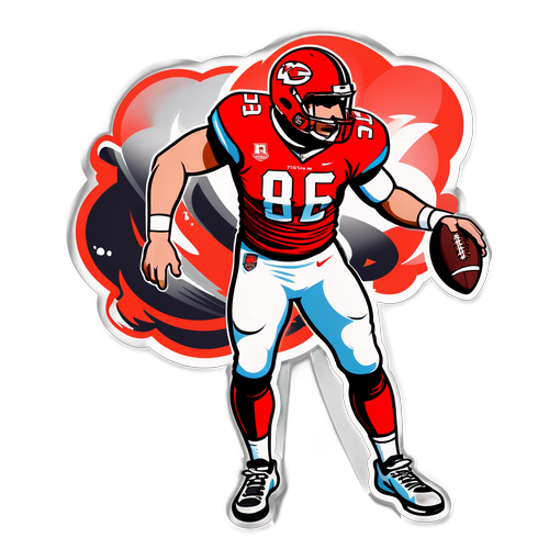 A dinamikus ábrázolása Travis Kelce-nek labdajáték közben