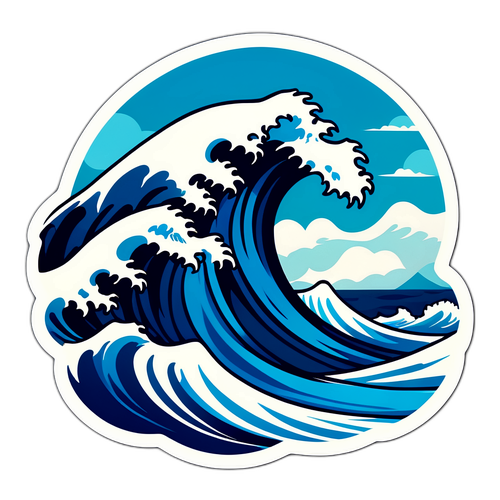 부산의 아름다운 바다 일러스트 스티커