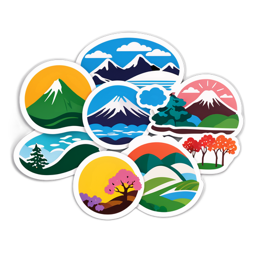 四季をテーマにした富山の風景ステッカー