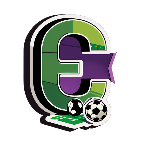 Huruf 'C' Bergaya dengan Grafis Sepak Bola dan Ilustrasi Stadion