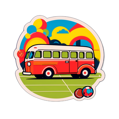 Autocollant rétro d'un coach coloré