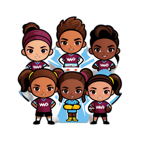Stiker Kartun Tim Wanita West Ham United dengan Superpower