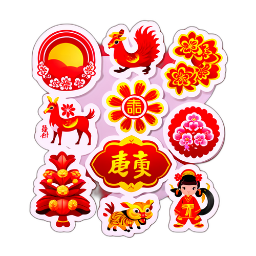 전통 설날 장식 스티커