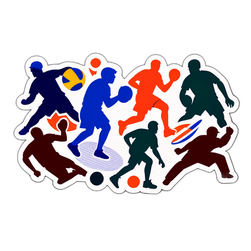 Hình dán thể thao với các vận động viên thi đấu