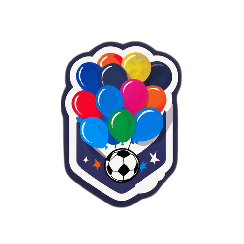 Логотип команд с воздушными шарами, плавно переходящими в футбольные удары