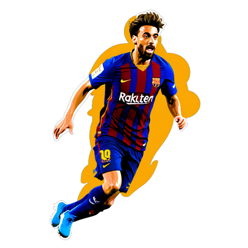 Dynamic Action Sticker: Barcelona Player Dribbling