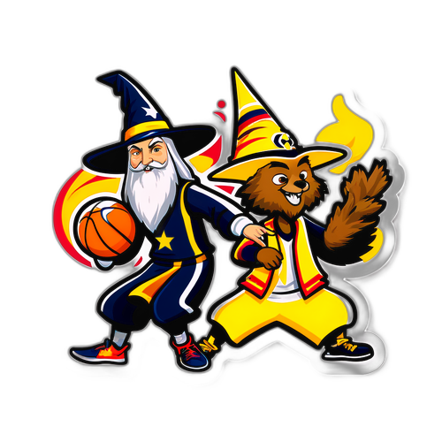 Playful Duel of Wizards and Pacers Mascots