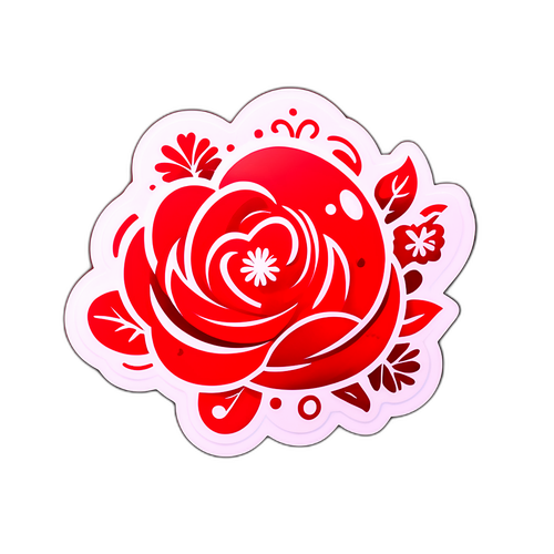 Boldog és Szenvedélyes Piros Rózsa Matrica