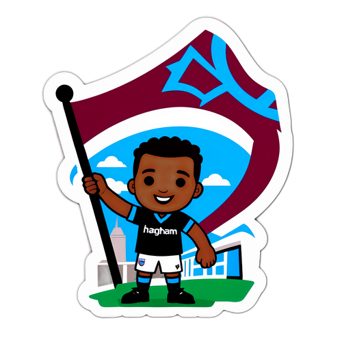 Illustrert West Ham-fan med flagg